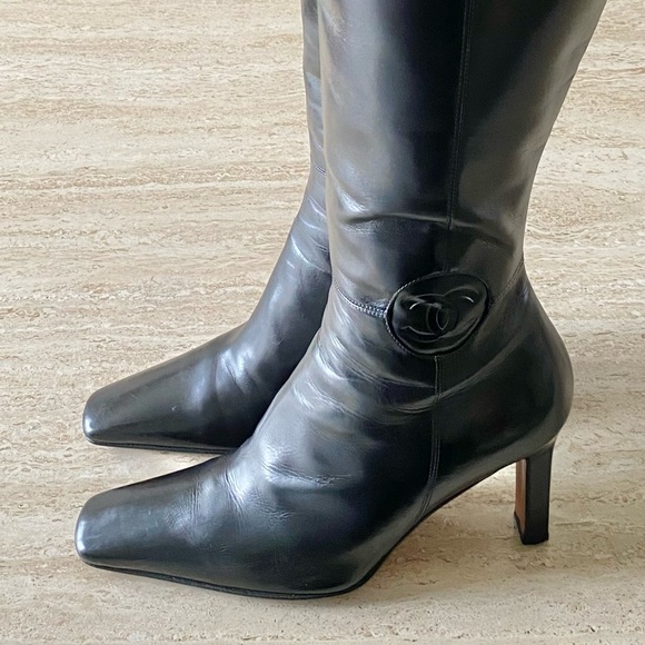 Vintage Chanel CC Knee High Boots - Picture 4 of 12